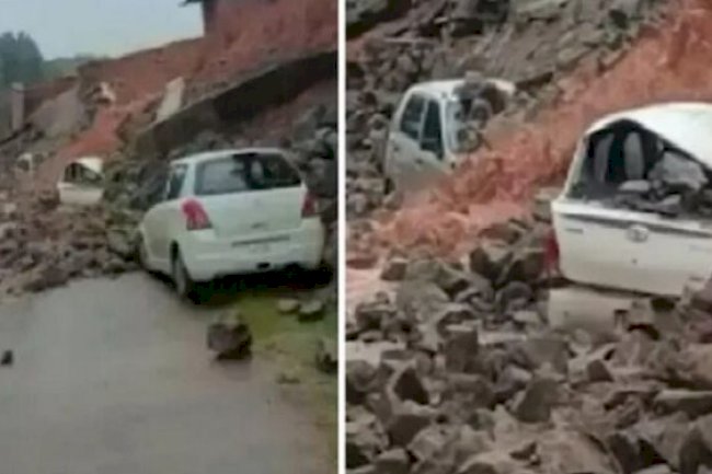 College wall collapses due to heavy rainfall in Dakshina Kannada: 3 cars damaged